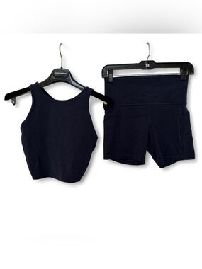 Athleta Navy High-Rise 4” Bike Shorts & Top